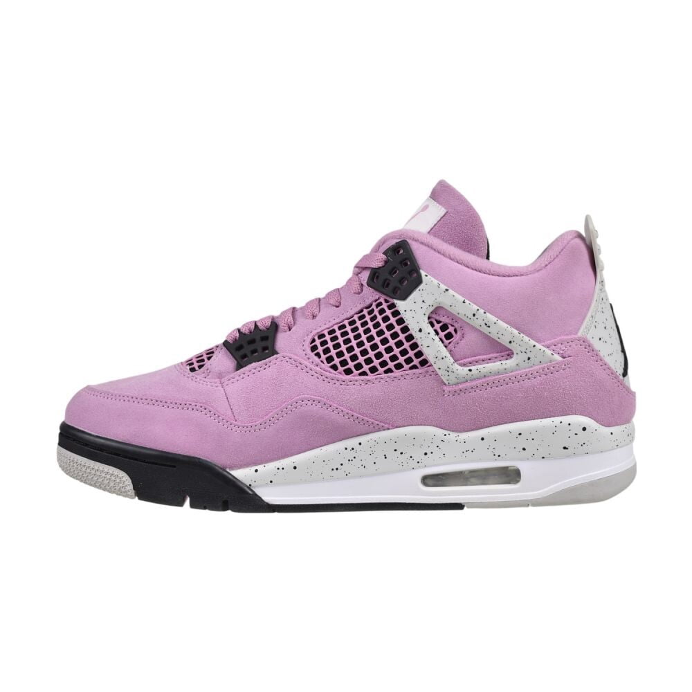 Nike Air Jordan 4 Retro Suede Womens Shoes Size 6.5, Color: Orchid/Neutral Grey/Black