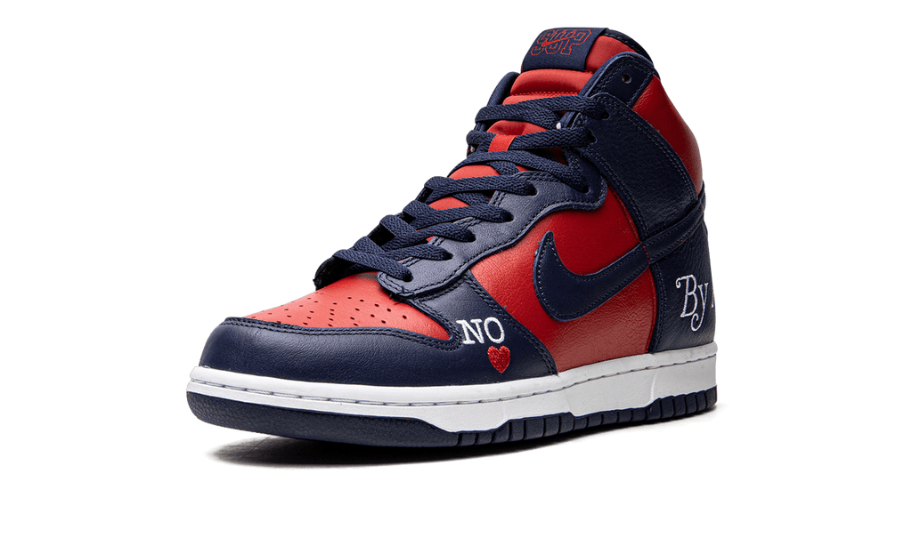 NIKE MENS SB Dunk High "Supreme - By Any Means - Navy/Red" DN3741 600 from Stadium Goods