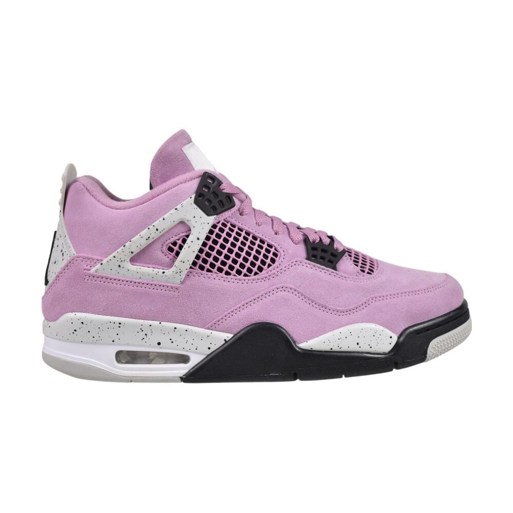 Nike Air Jordan 4 Retro Suede Womens Shoes Size 6.5, Color: Orchid/Neutral Grey/Black