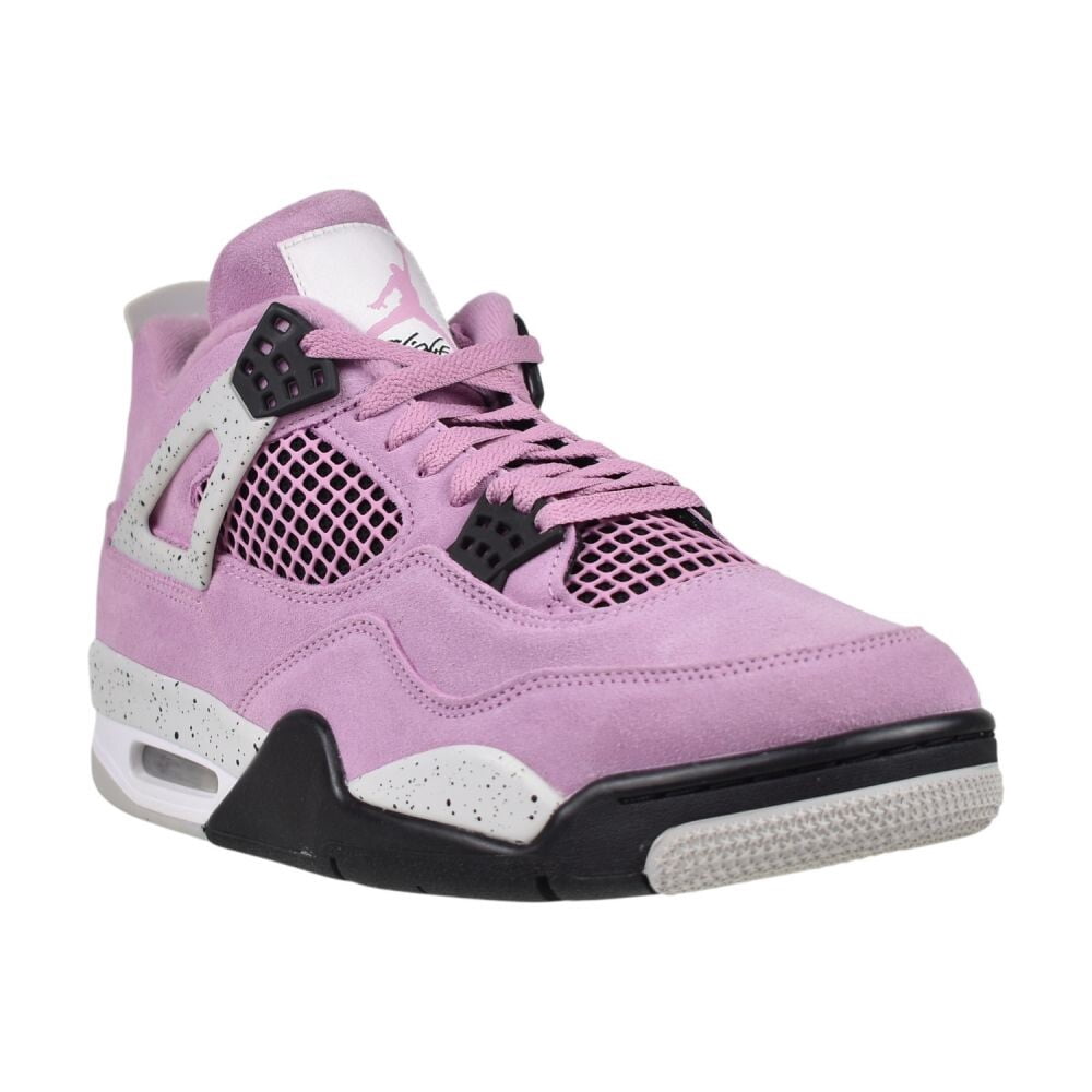 Nike Air Jordan 4 Retro Suede Womens Shoes Size 6.5, Color: Orchid/Neutral Grey/Black